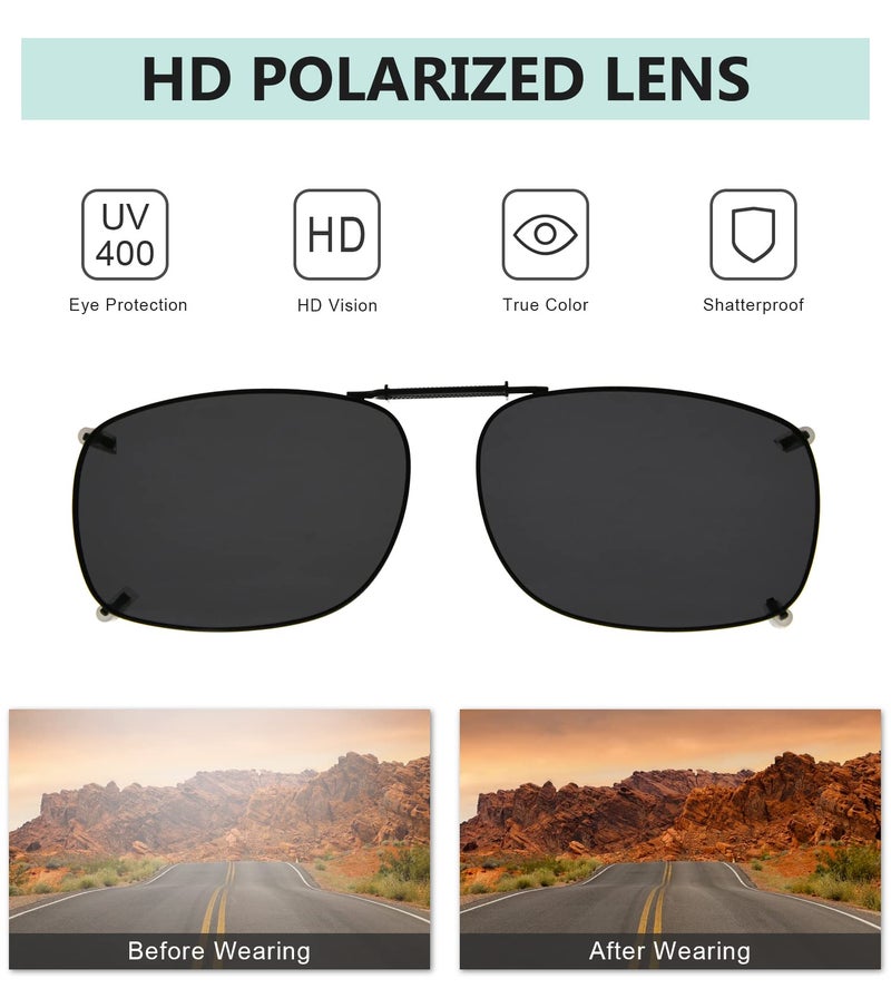 Eyekepper Metal Frame Rim Polarized Lens Clip On Sunglasses 54X37MM (Grey Lens) - Image 5